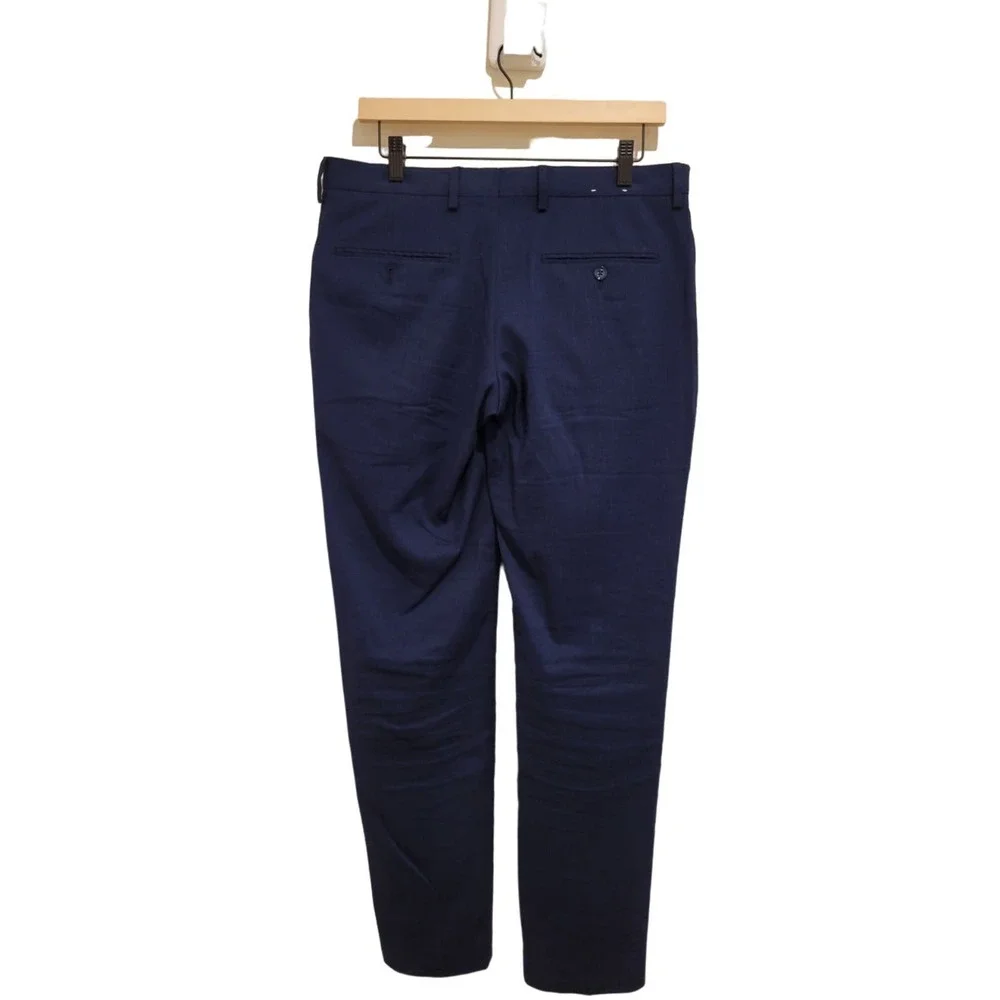 Express Innovator Blue Navy Dress Pants Linen Blend Trousers 30 32